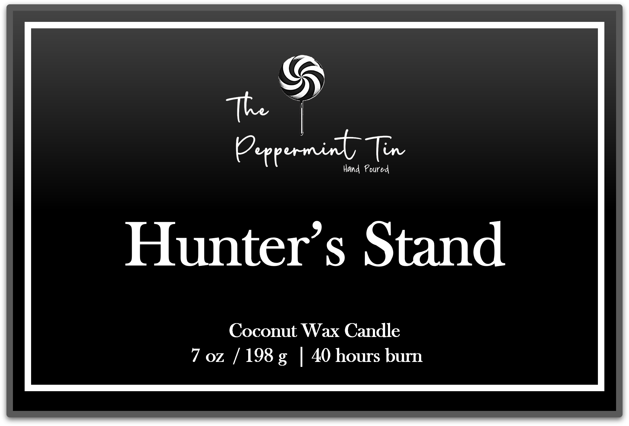 Hunter's Stand - Silver 8 oz Black Frosted Candle Jar w/Black Lid