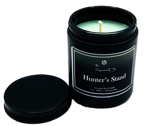 Hunter's Stand - Silver 8 oz Black Frosted Candle Jar w/Black Lid